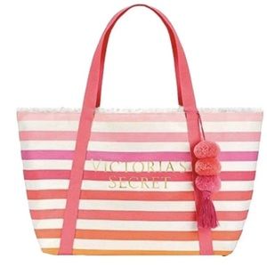 *SOLD* Victoria Secret Pom Pom Tassel Beach Bag/Tote